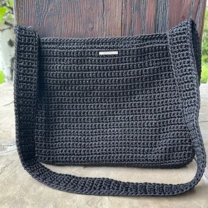 The Sak Black Woven Crochet Shoulder Bag